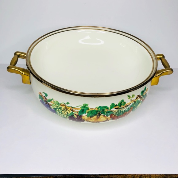 KENSINGTON Pot Tabletops Unlimited Fruits 4 Quart Brass Gold Knot Handle Trim - Picture 10 of 11